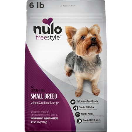 Nulo Freestyle Small Breed Dog Food, Premium Adult and Puppy Grain-Free Dry Smaller Sized Kibble Food, with BC30 Probiotic for Healthy Digestion Support, 6 Pound (Pack of 1)