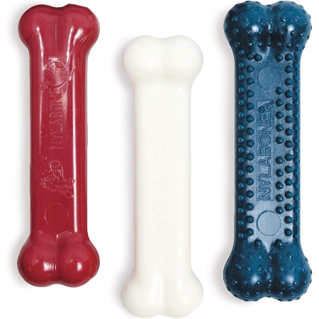 Nylabone Original Bone Power Chew Toy for Dogs, Durable Dog Toys for Aggressive Chewers, Peanut Butter Flavor, Small - Up to 25 Ibs, 3 Pack